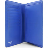 Patent Leather Quilted Boy Yen Wallet Dark Blue