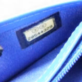 Patent Leather Quilted Boy Yen Wallet Dark Blue