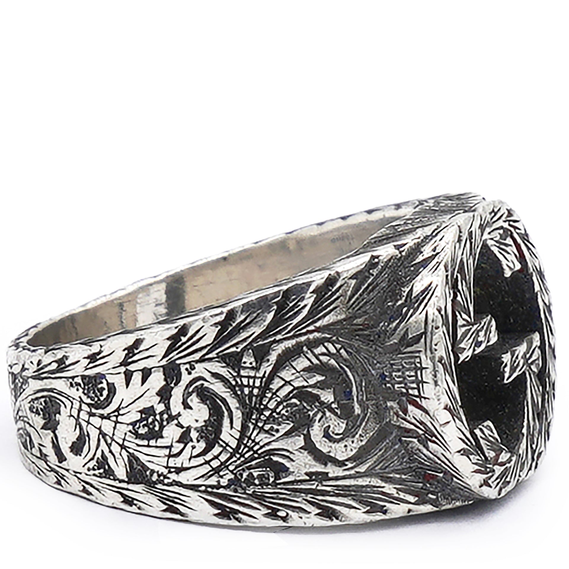 Sterling Silver Interlocking GG Signet Ring Size64