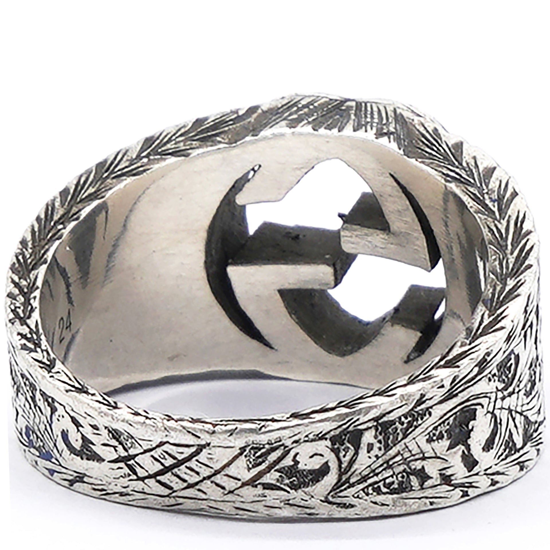Sterling Silver Interlocking GG Signet Ring Size64