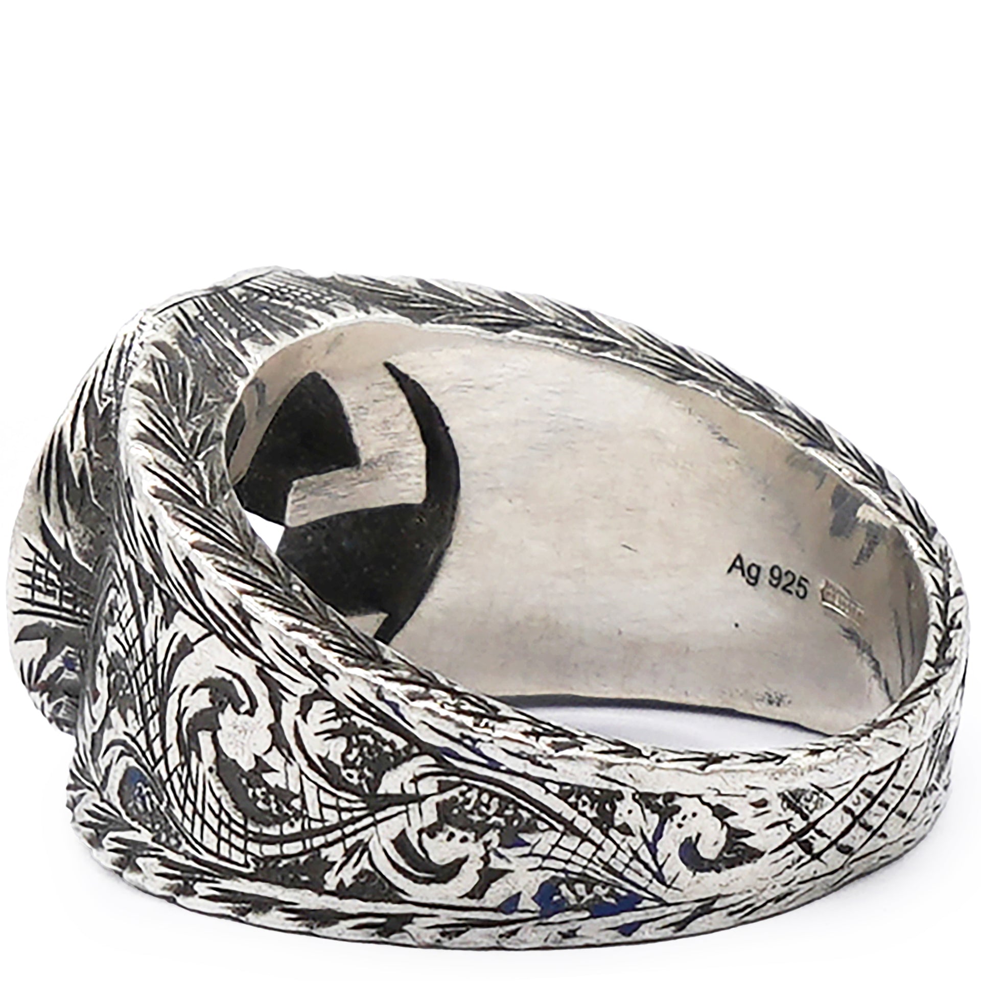 Sterling Silver Interlocking GG Signet Ring Size64