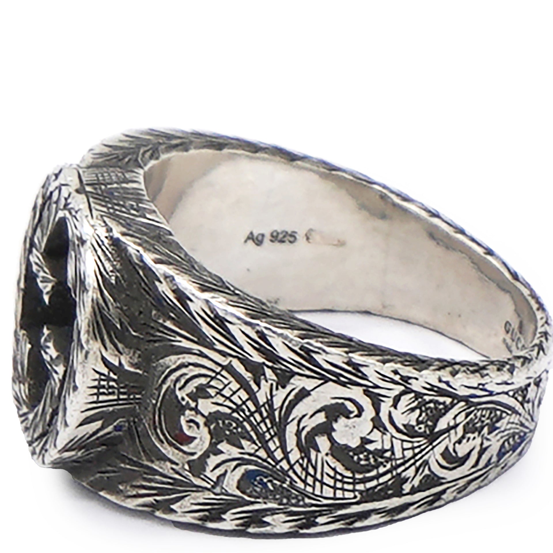 Sterling Silver Interlocking GG Signet Ring Size64
