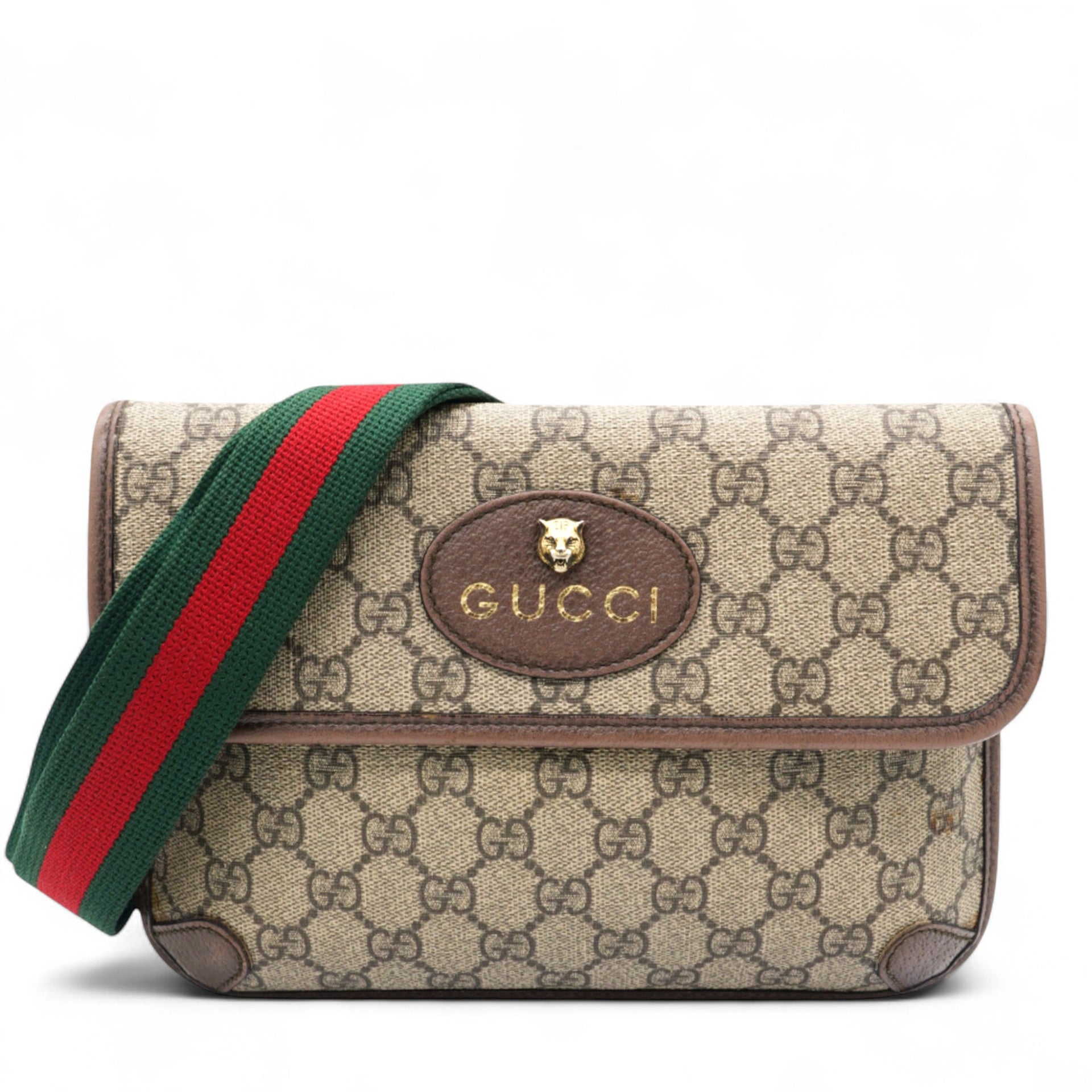 GG Supreme Monogram Neo Vintage Web Belt Bag Brown