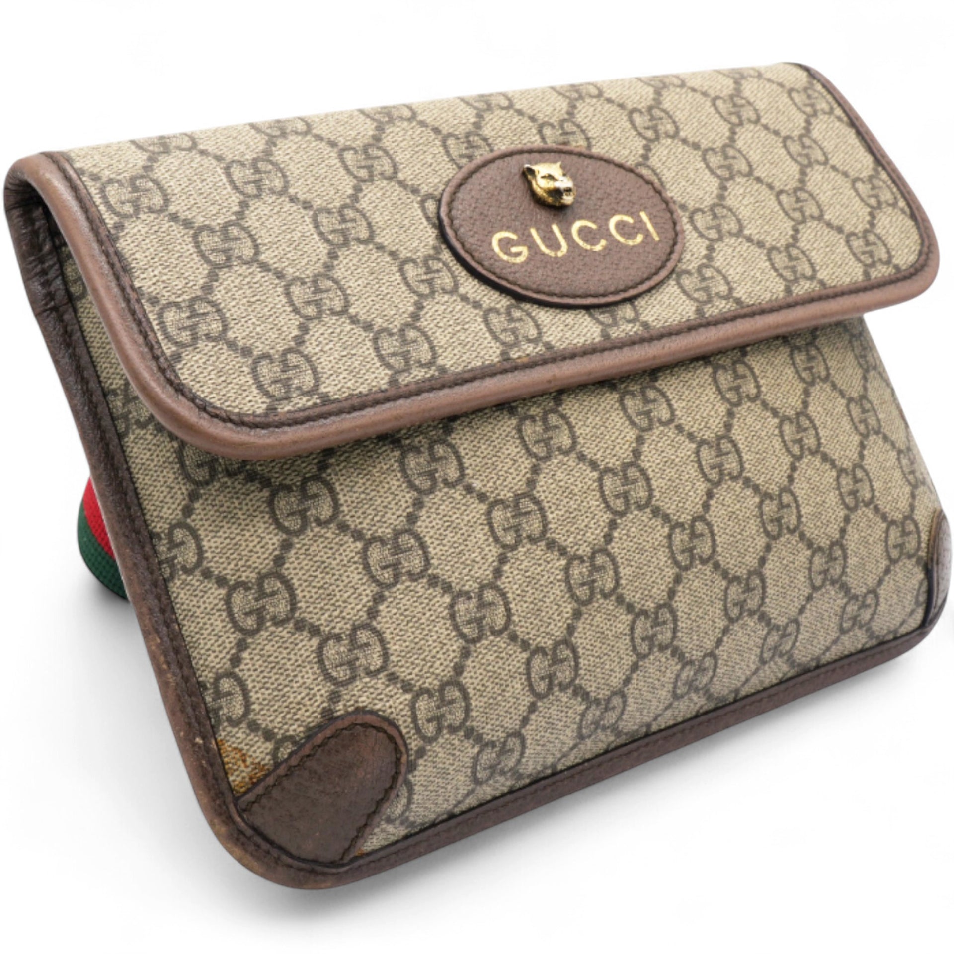 GG Supreme Monogram Neo Vintage Web Belt Bag Brown