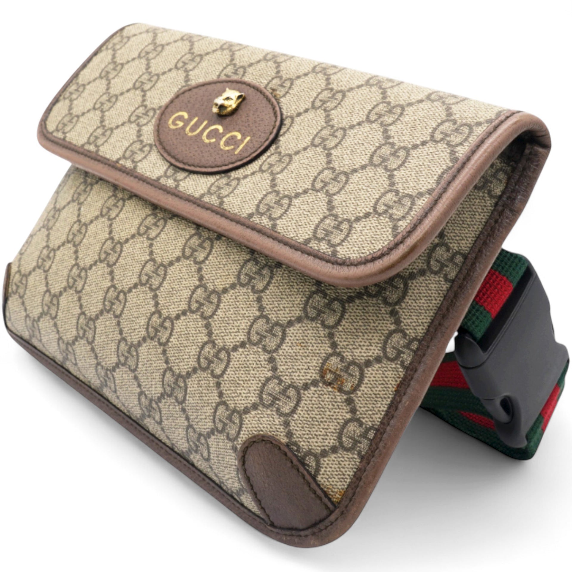 GG Supreme Monogram Neo Vintage Web Belt Bag Brown