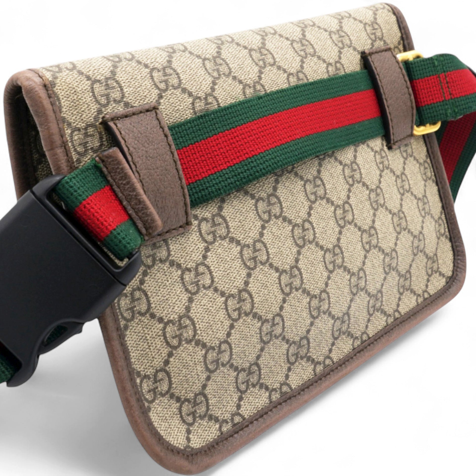 GG Supreme Monogram Neo Vintage Web Belt Bag Brown