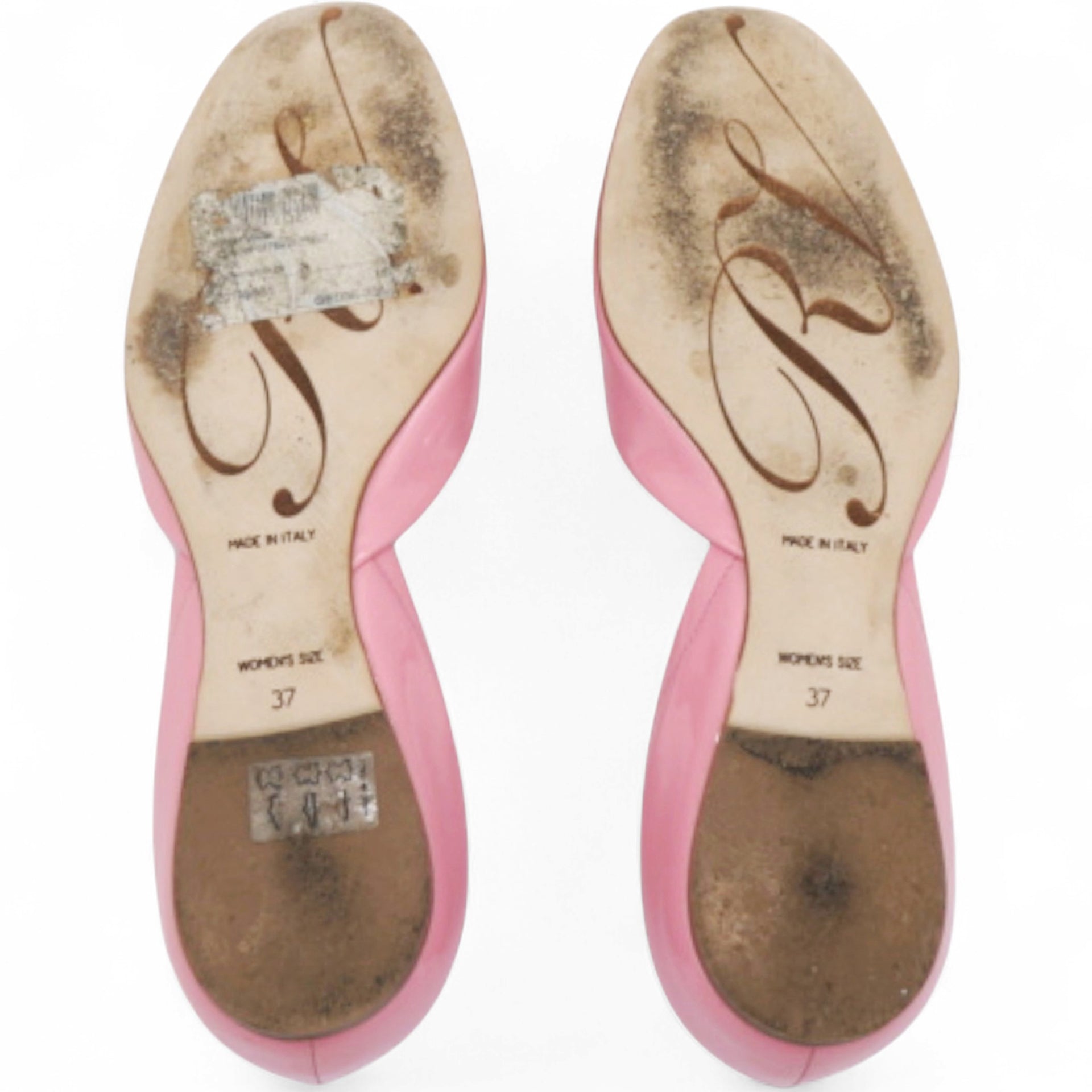 Pink Patent Leather Buckle Detail Square Ballet Flats Size37