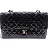 Patent Quilted Secret Label Medium Flap Black