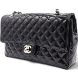 Patent Quilted Secret Label Medium Flap Black