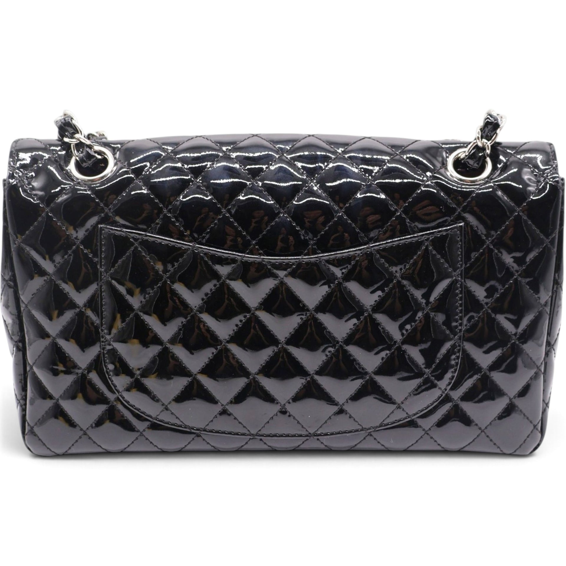 Patent Quilted Secret Label Medium Flap Black