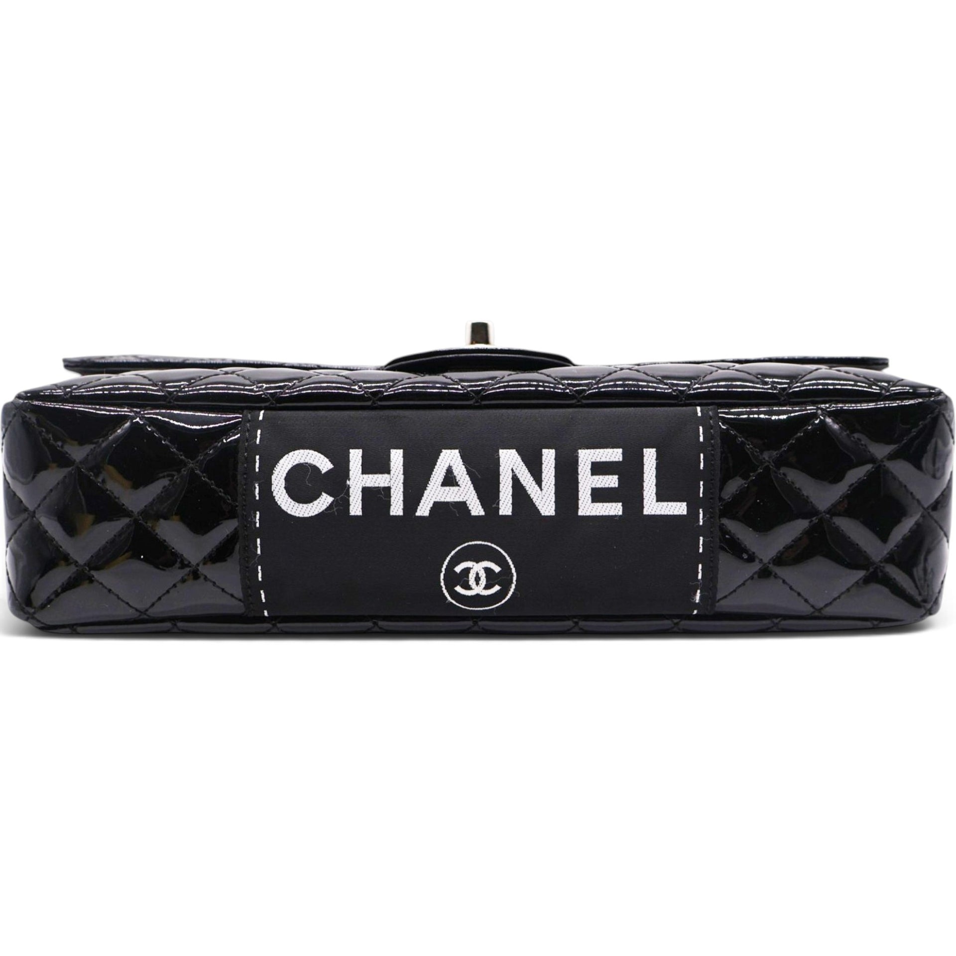 Patent Quilted Secret Label Medium Flap Black