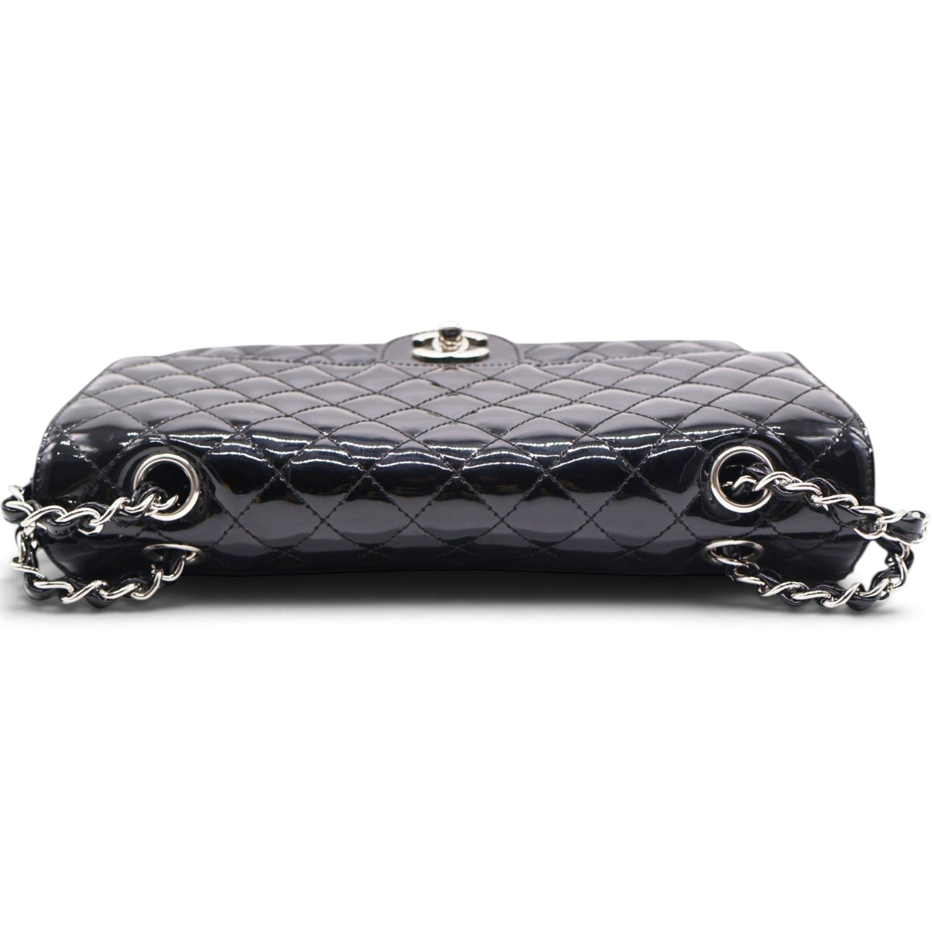 Patent Quilted Secret Label Medium Flap Black