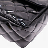Patent Quilted Secret Label Medium Flap Black