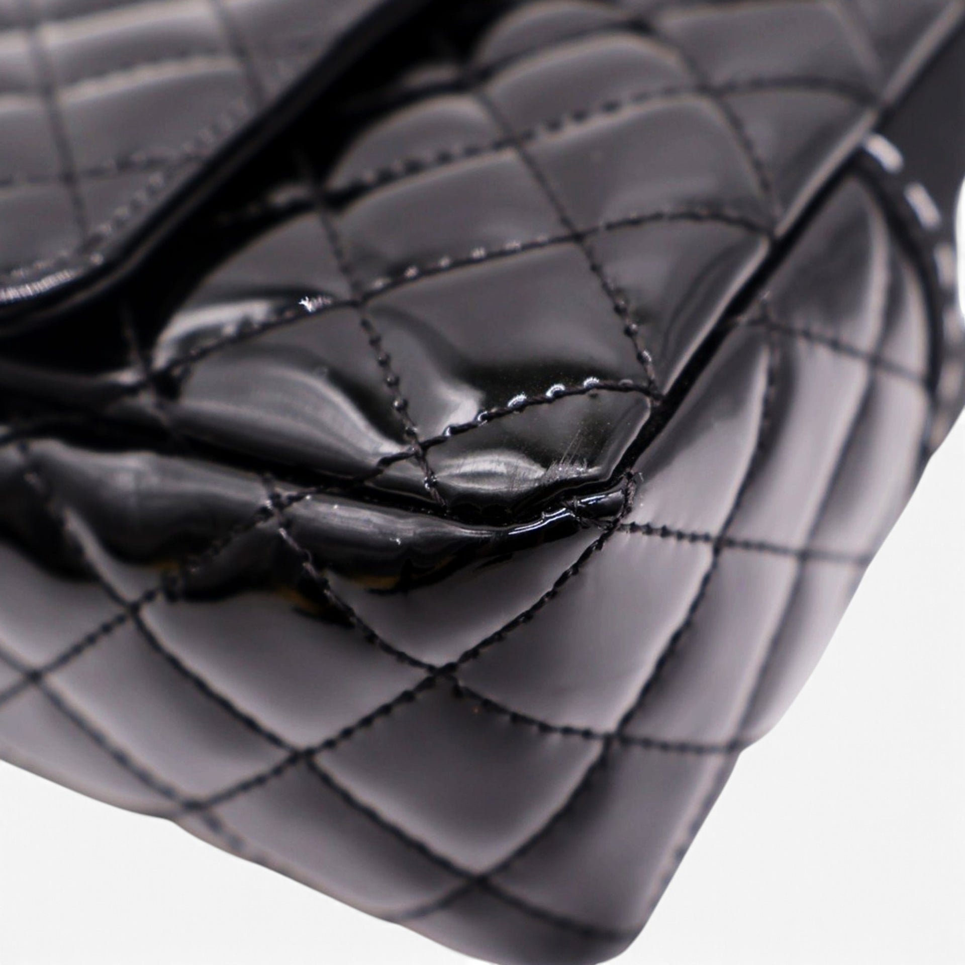 Patent Quilted Secret Label Medium Flap Black