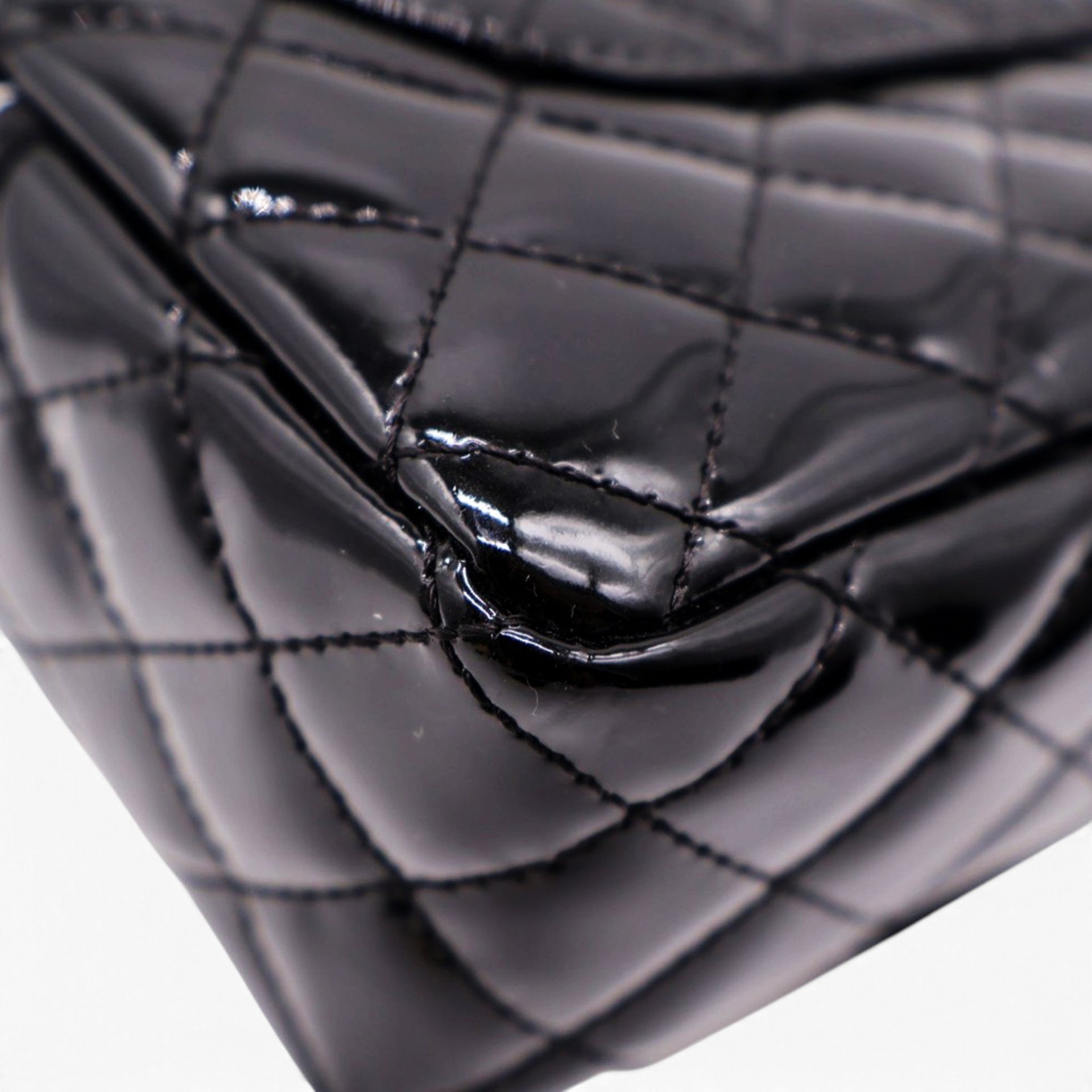 Patent Quilted Secret Label Medium Flap Black
