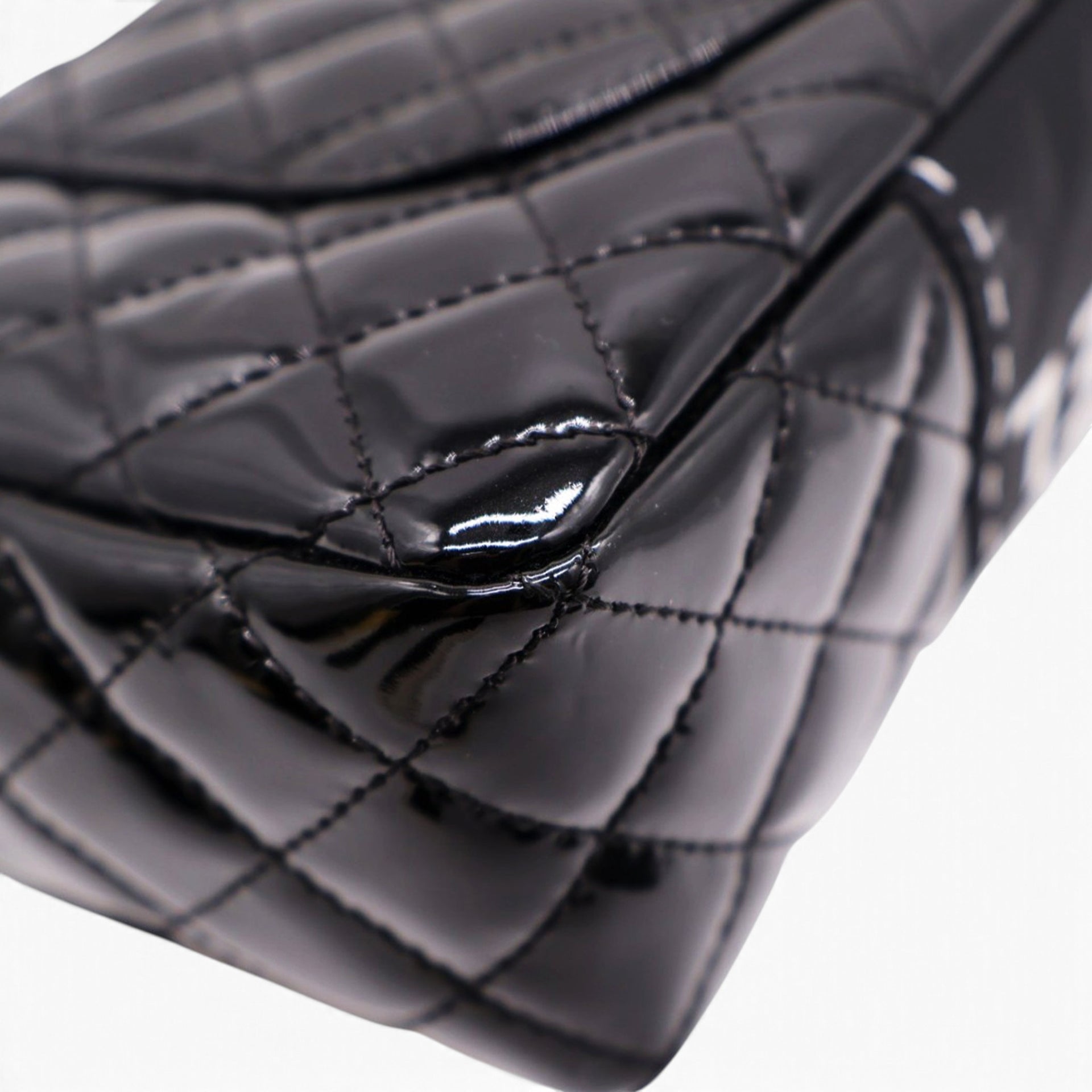 Patent Quilted Secret Label Medium Flap Black