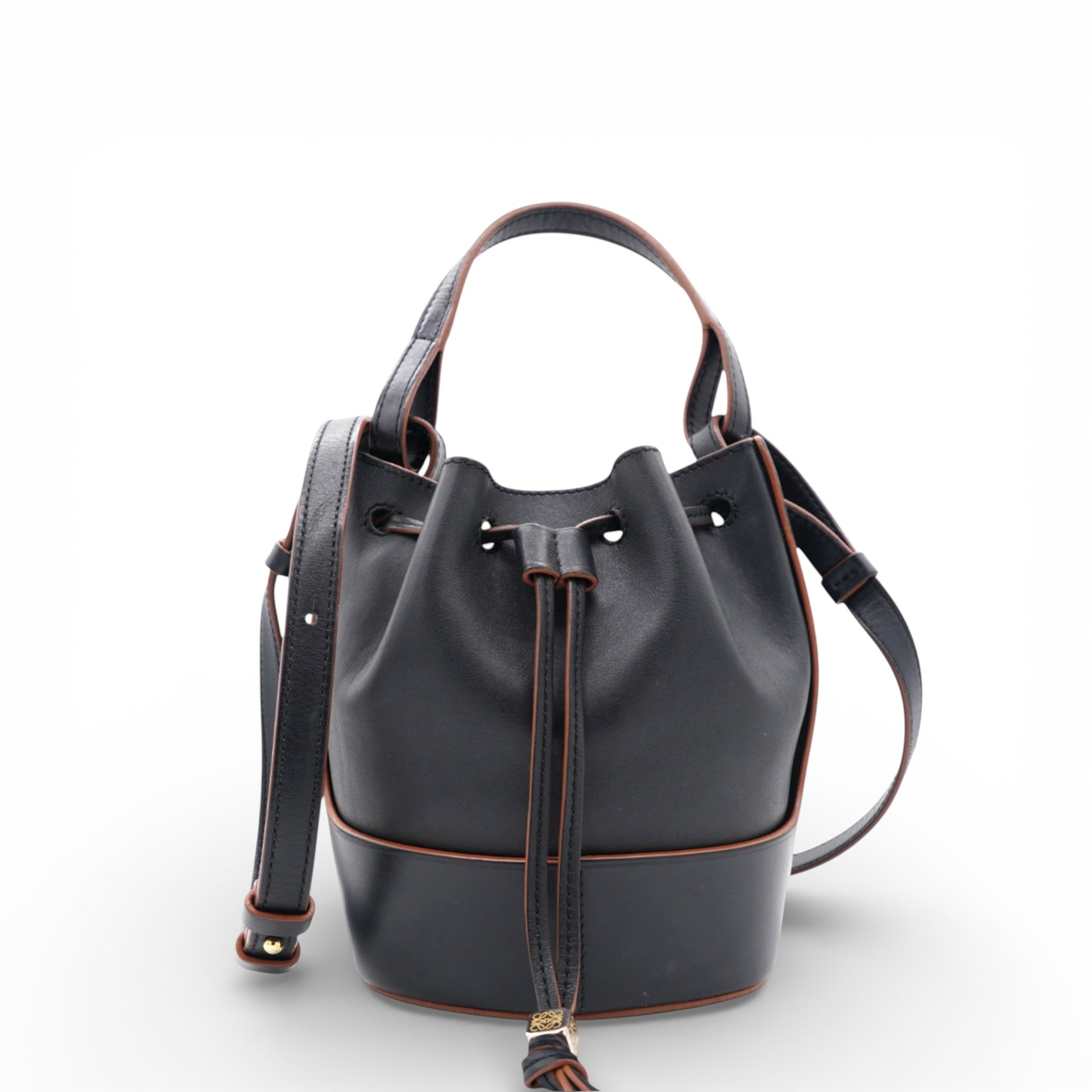 LOEWE Anagram Balloon Leather Shoulder Bag Black