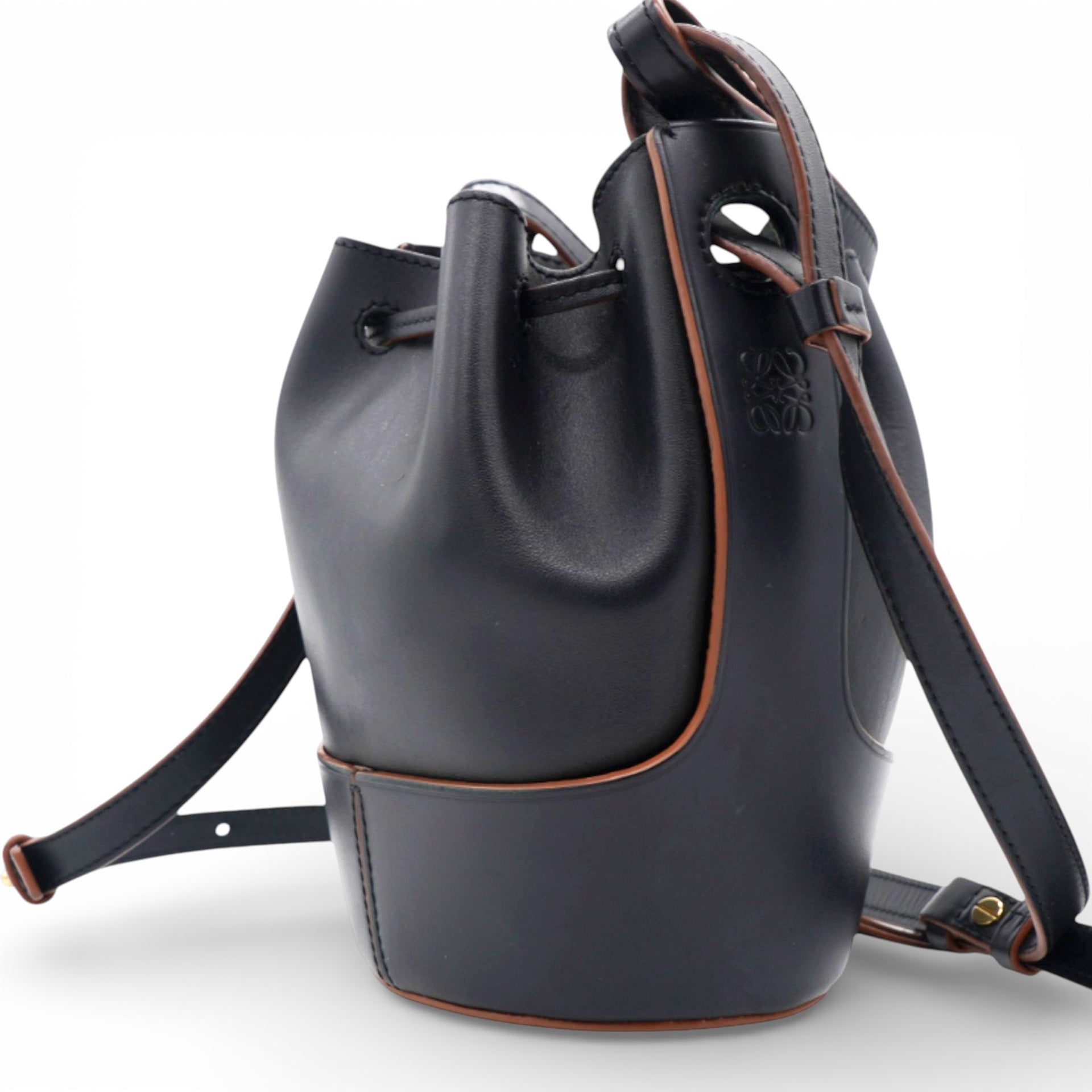 LOEWE Anagram Balloon Leather Shoulder Bag Black