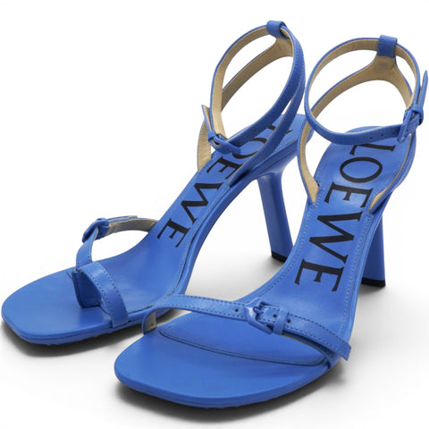 LOEWE Blue Leather Heeled Sandals Size38 