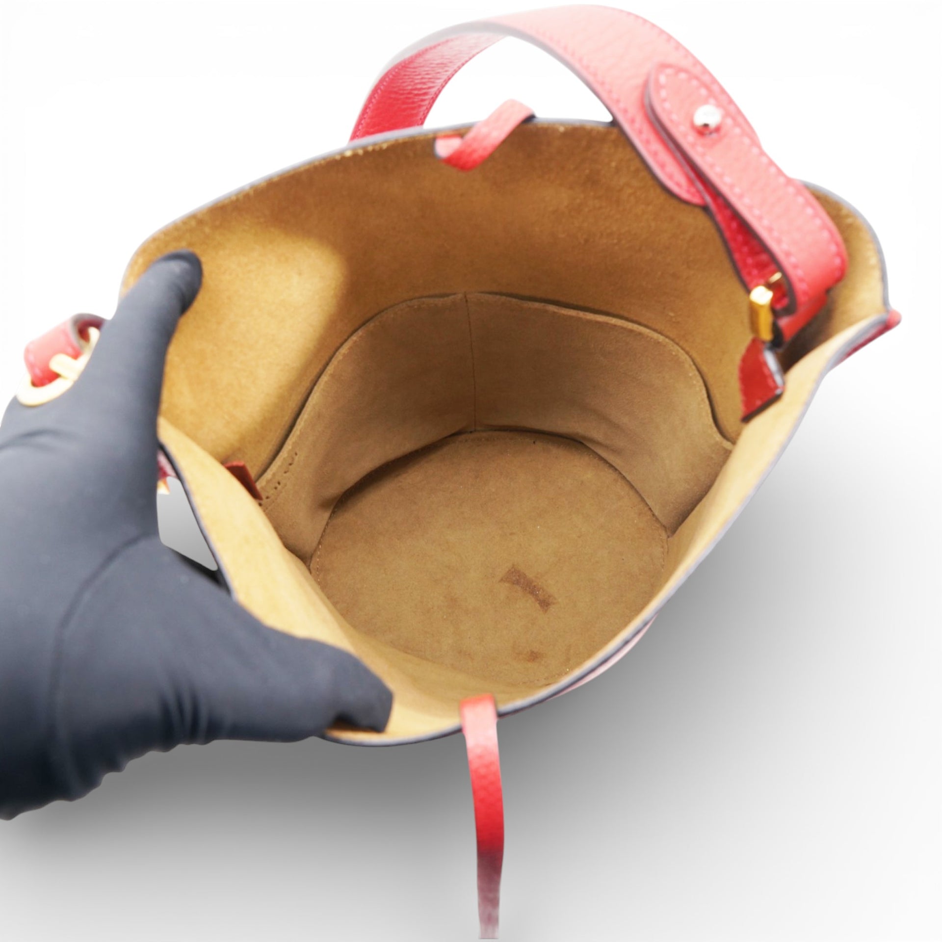 LOEWE Gate Leather Bucket Bag Red