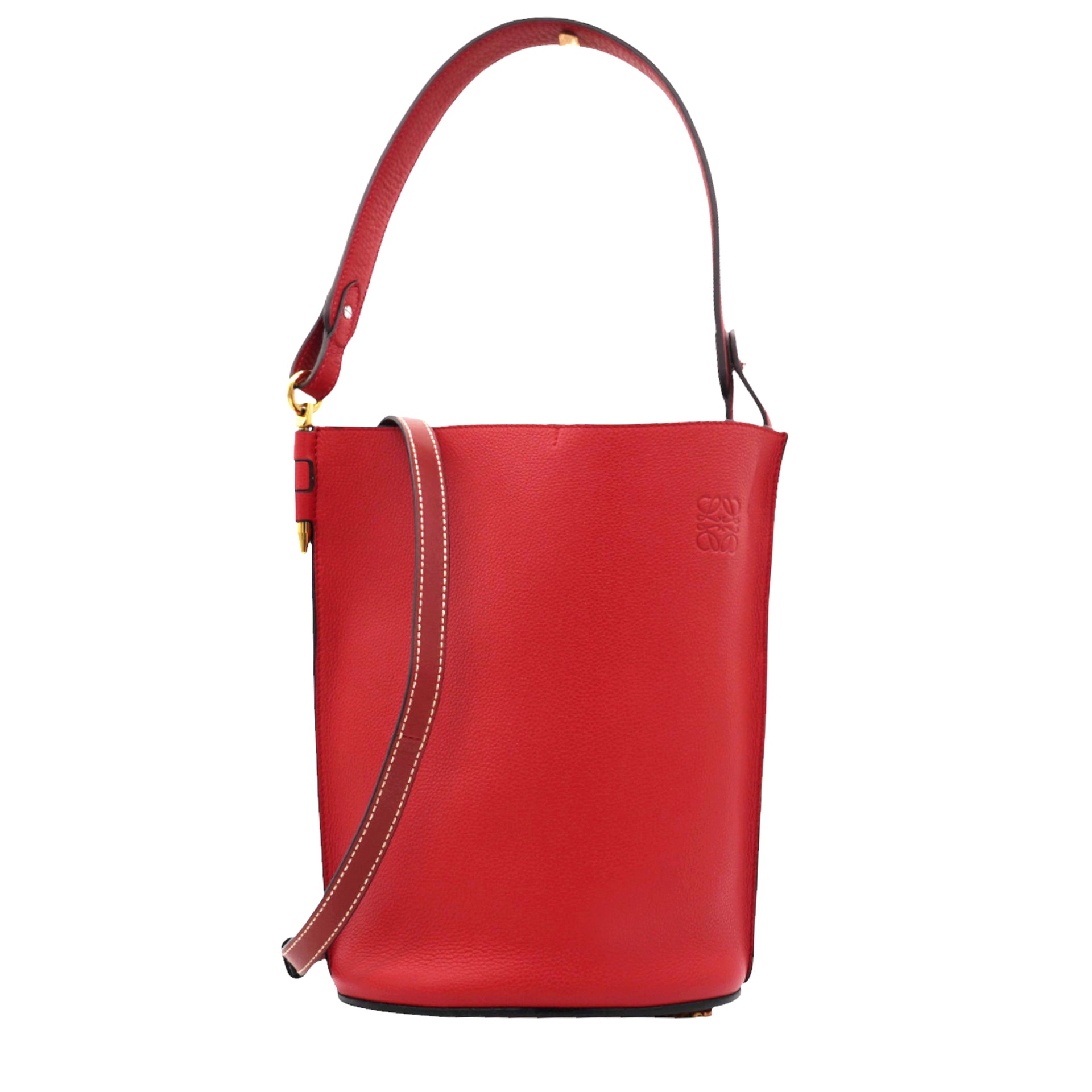 LOEWE Gate Leather Bucket Bag Red