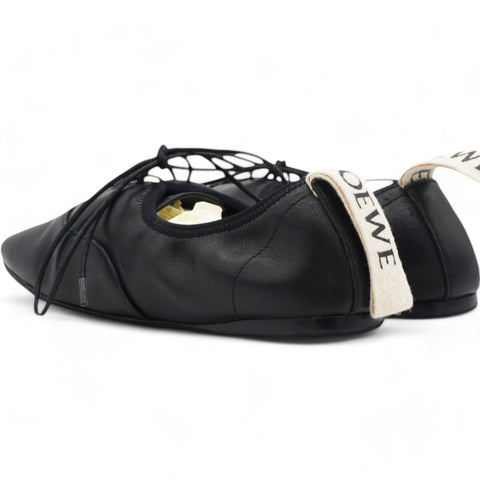 LOEWE Logo-Tab Laced Ballet Flats Size 36 