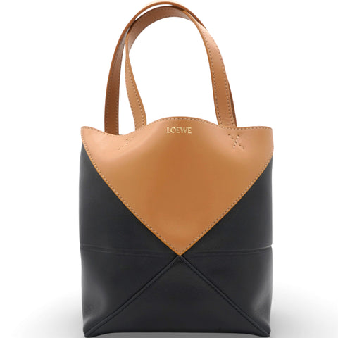 LOEWE Mini Puzzle Fold Tote Bag Black Brown