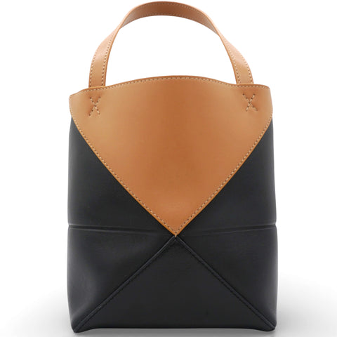 LOEWE Mini Puzzle Fold Tote Bag Black Brown