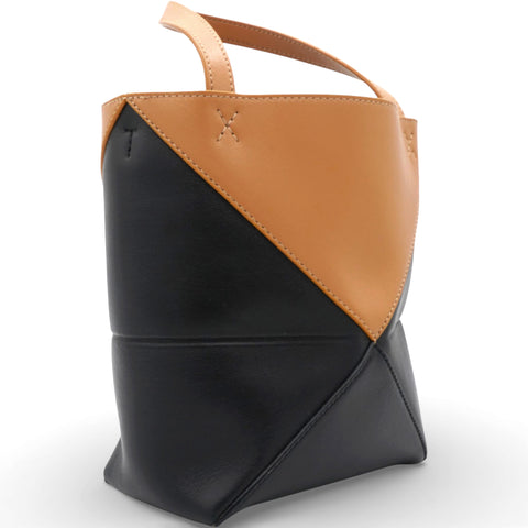 LOEWE Mini Puzzle Fold Tote Bag Black Brown