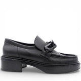 LOUIS VUITTON Calfskin Oversized Chain Academy Loafers Black Size38