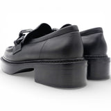 LOUIS VUITTON Calfskin Oversized Chain Academy Loafers Black Size38