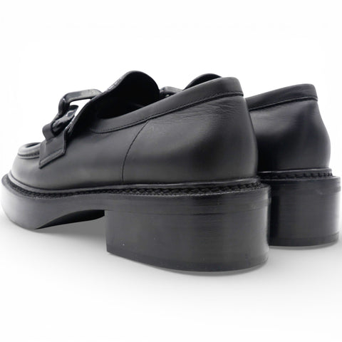 LOUIS VUITTON Calfskin Oversized Chain Academy Loafers Black Size38