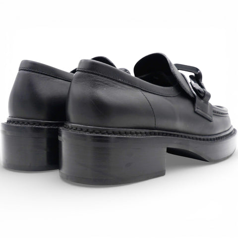 LOUIS VUITTON Calfskin Oversized Chain Academy Loafers Black Size38