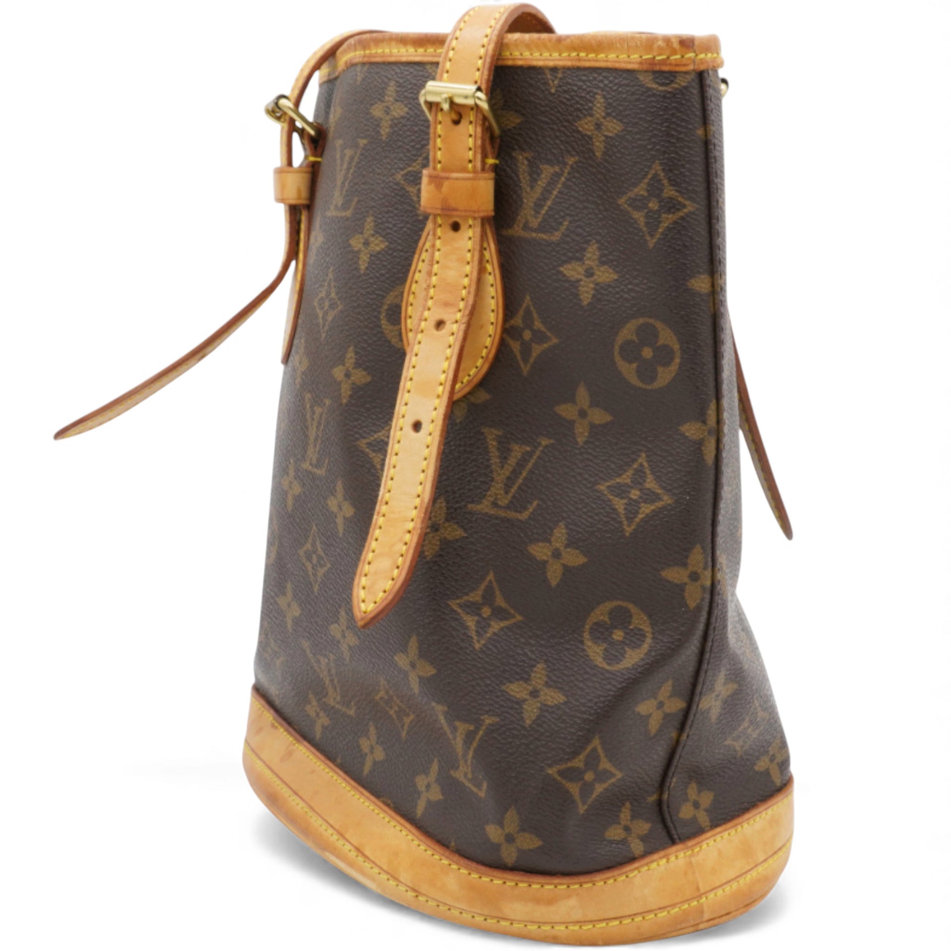 LOUIS VUITTON Monogram Petit Bucket Brown