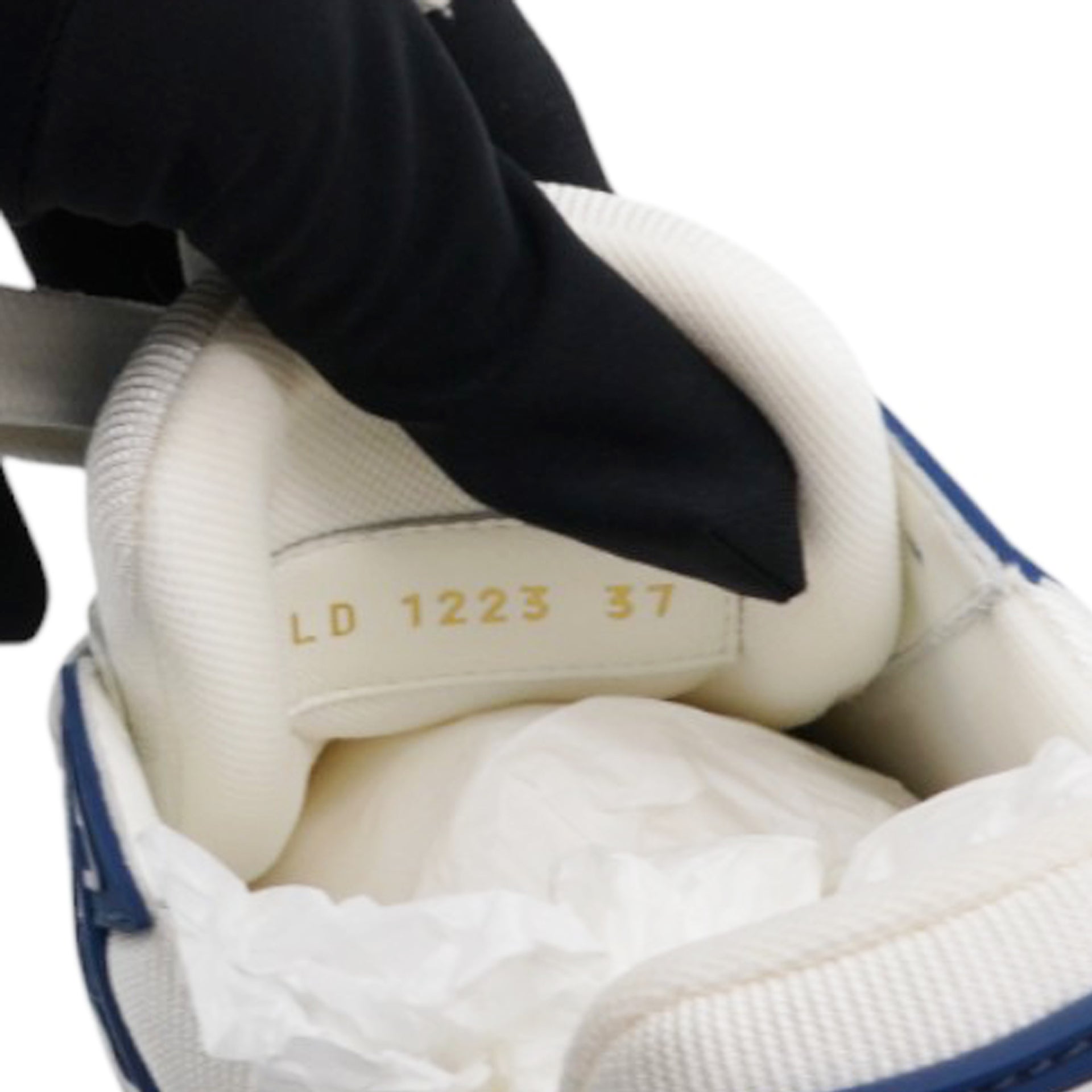 LOUIS VUITTON White Blue Denim Trainers Size37