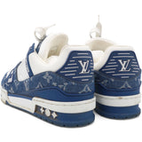 LOUIS VUITTON White Blue Denim Trainers Size37