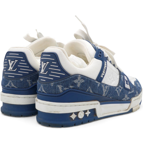 LOUIS VUITTON White Blue Denim Trainers Size37