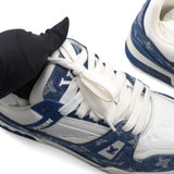 LOUIS VUITTON White Blue Denim Trainers Size37