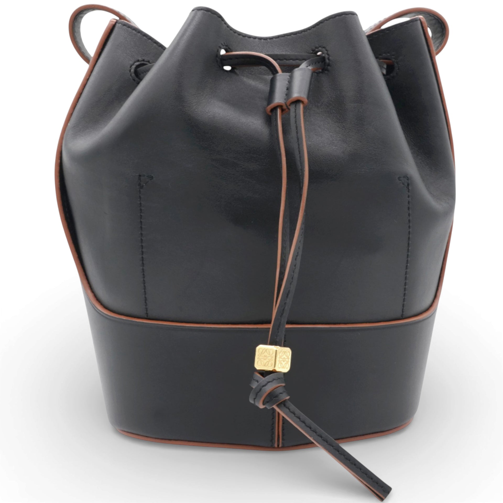 Loewe Anagram Balloon Leather Shoulder Bag Black