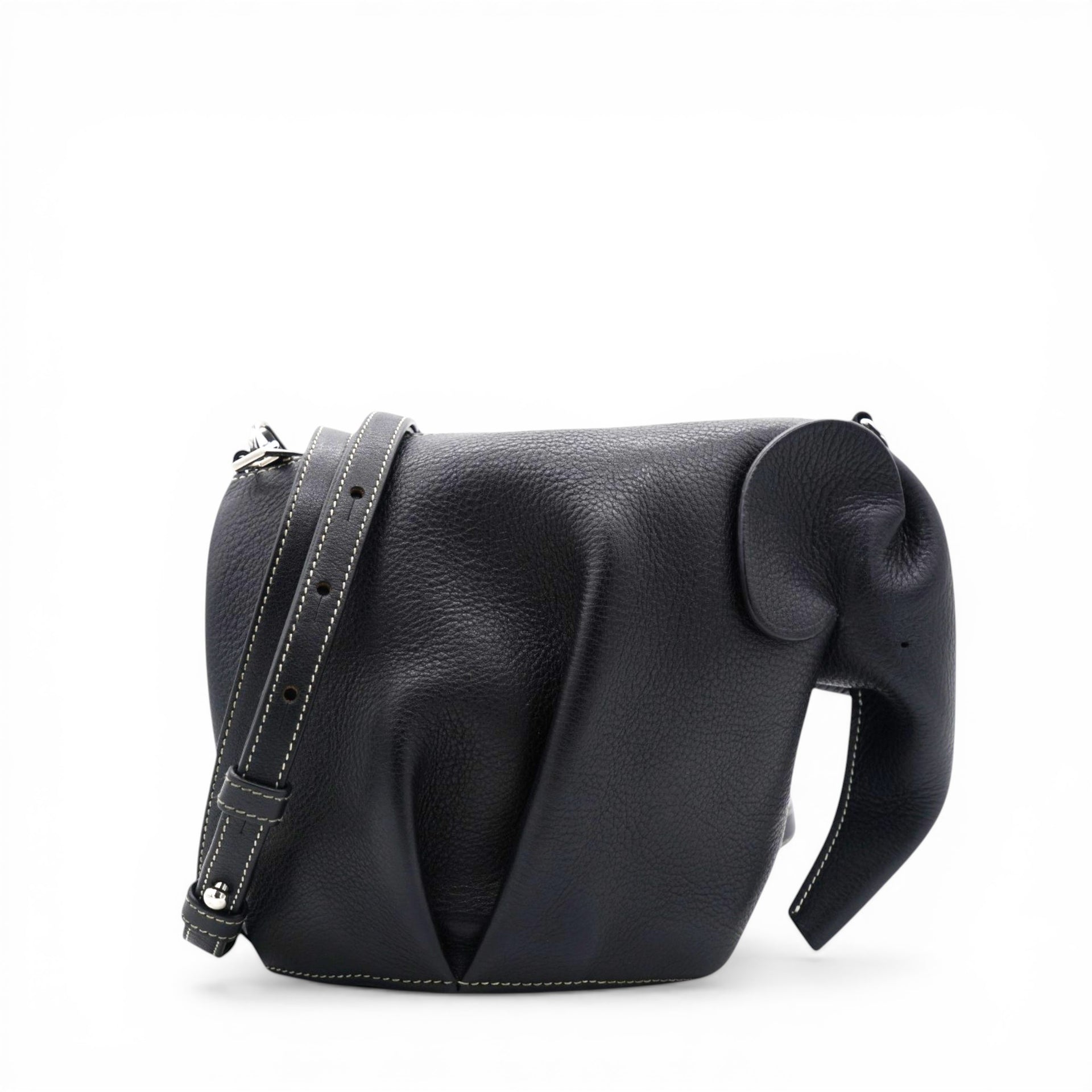 Loewe Leather Elephant Crossbody Bag Black 