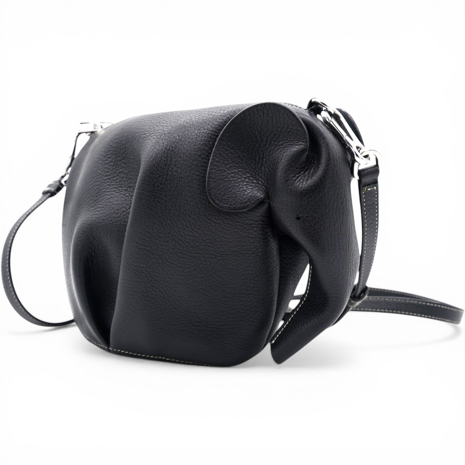 Loewe Leather Elephant Crossbody Bag Black 