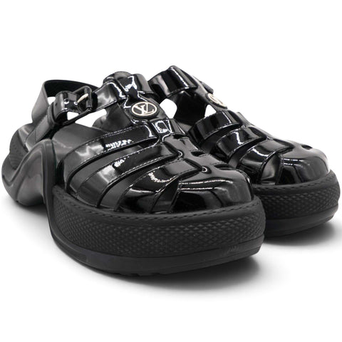Louis Vuitton Black Patent Leather SS Open Toe Casual Sandals Size39 