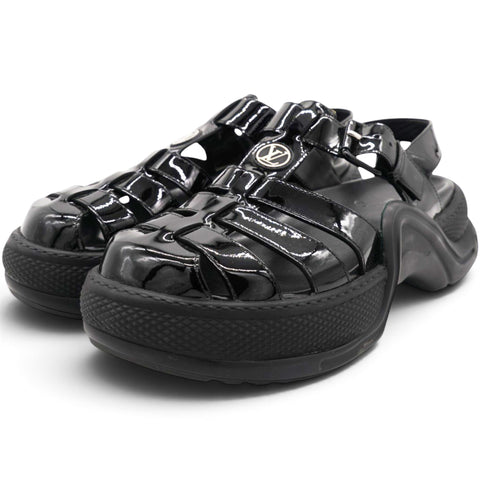 Louis Vuitton Black Patent Leather SS Open Toe Casual Sandals Size39 