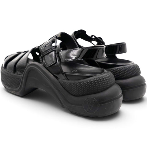 Louis Vuitton Black Patent Leather SS Open Toe Casual Sandals Size39 