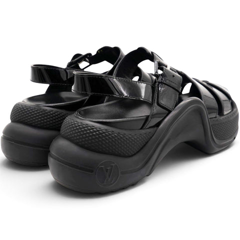 Louis Vuitton Black Patent Leather SS Open Toe Casual Sandals Size39 