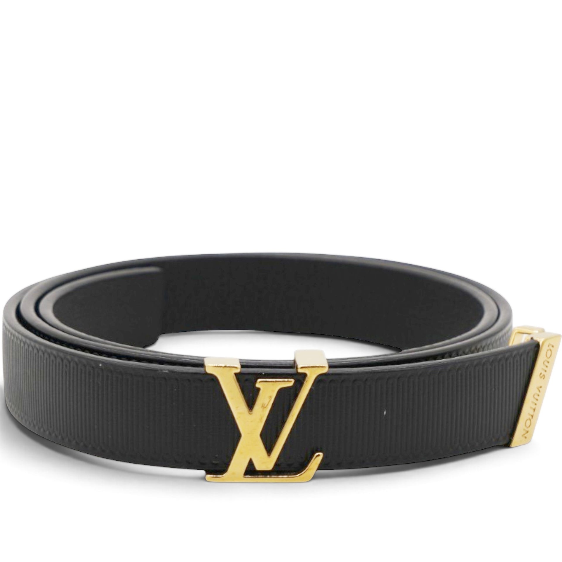 Louis Vuitton Calfskin Embossed 20MM LV Initiales Belt 75 30 Black 