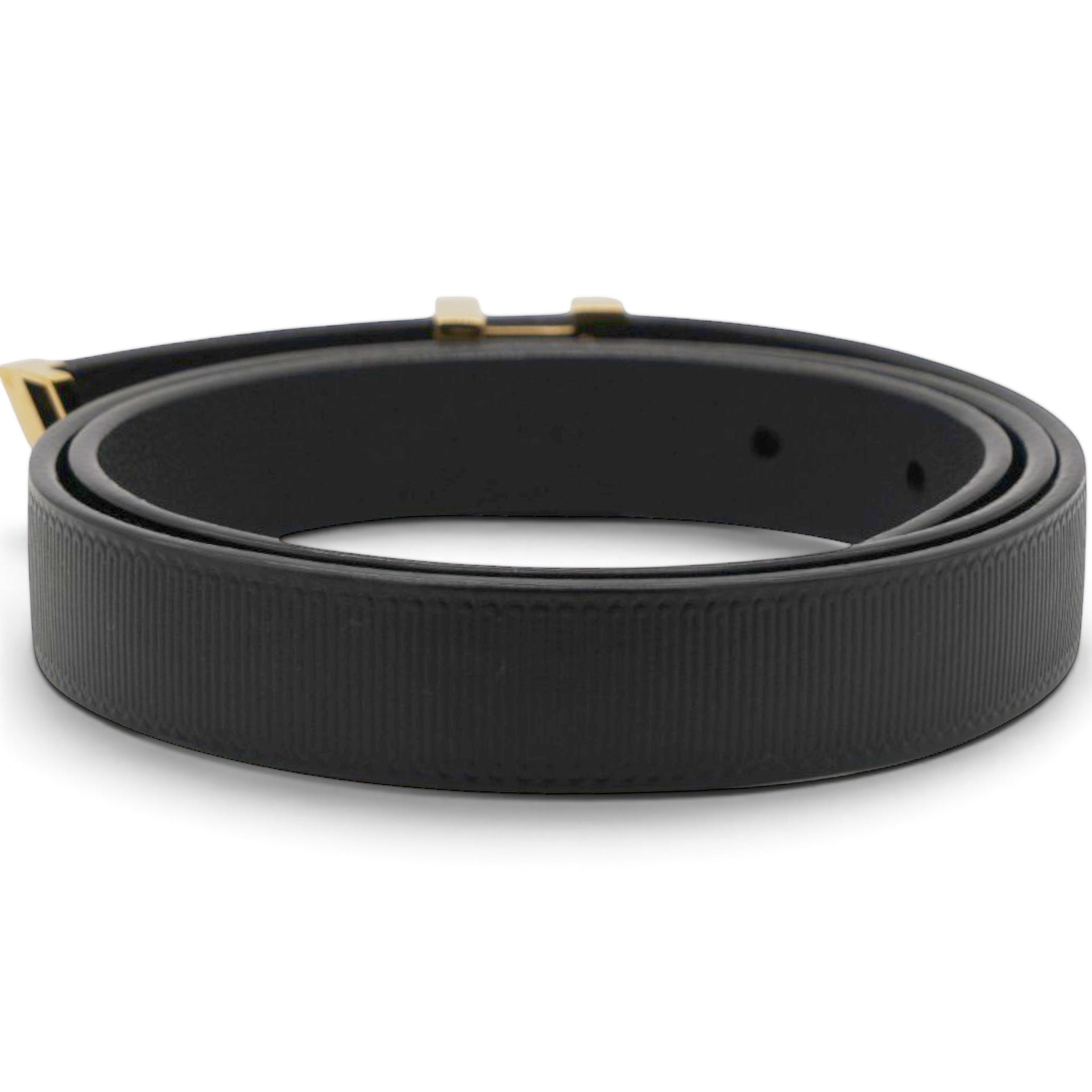 Louis Vuitton Calfskin Embossed 20MM LV Initiales Belt 75 30 Black 