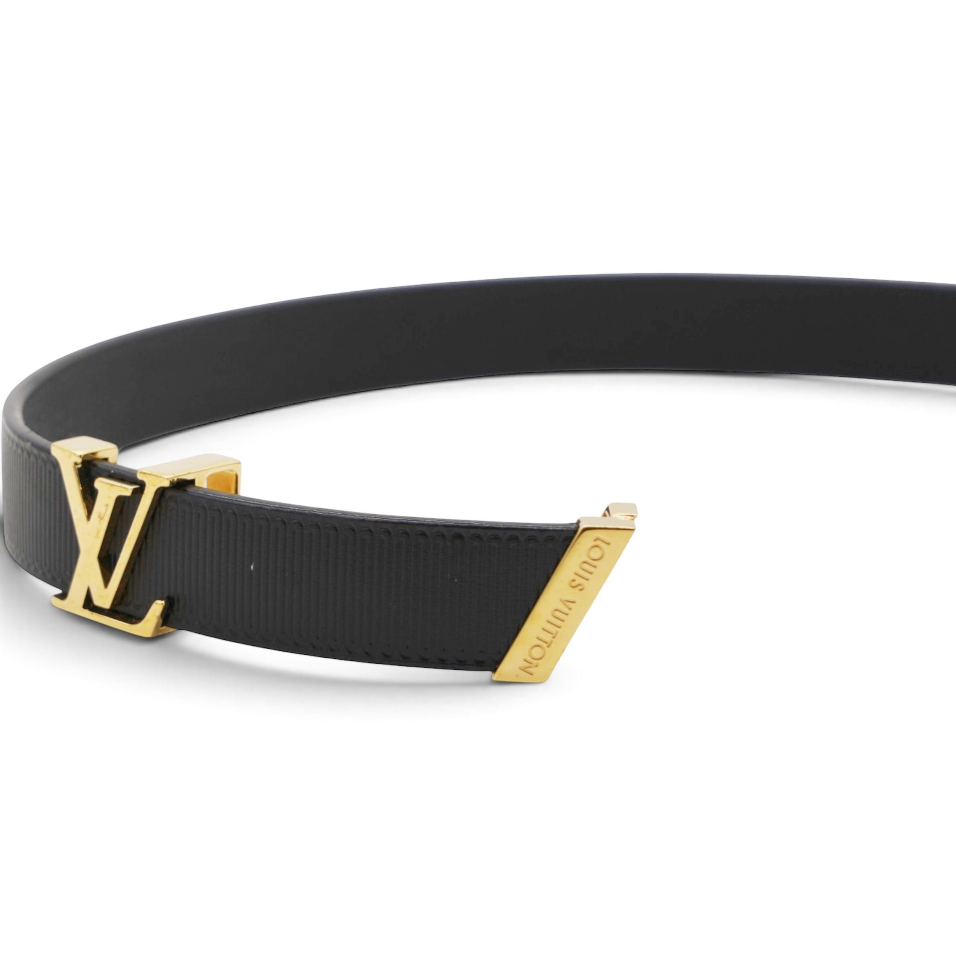 Louis Vuitton Calfskin Embossed 20MM LV Initiales Belt 75 30 Black 