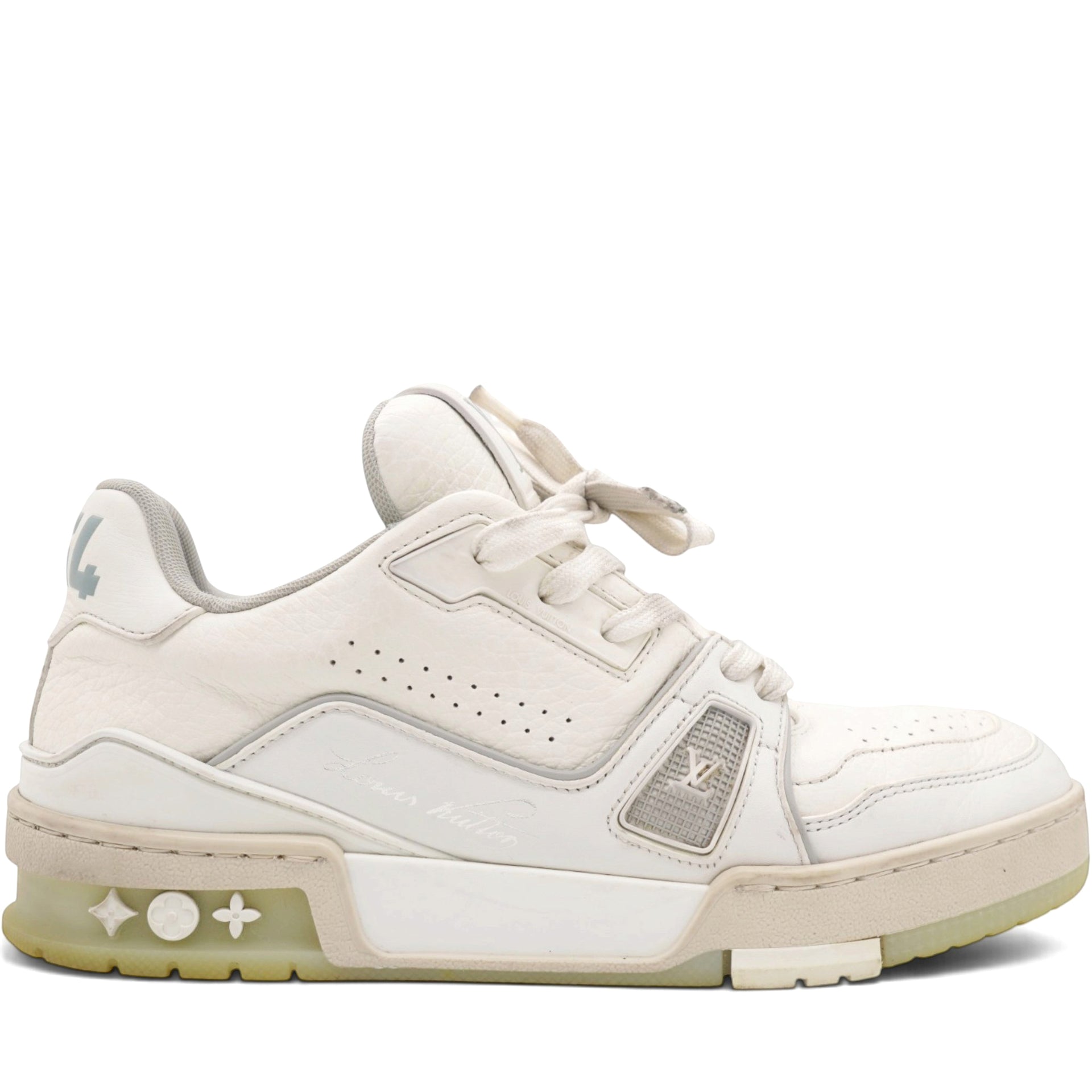 Louis Vuitton Calfskin Mens LV Trainer Sneakers White Size3/36 