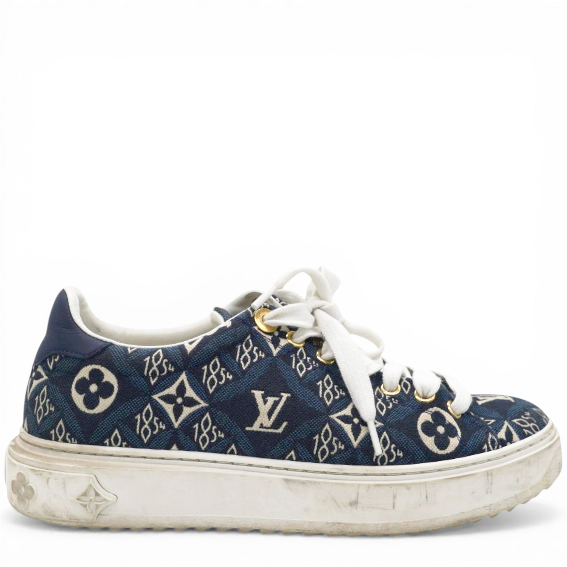 Louis Vuitton Denim Monogram Time Out Sneakers Size37.5 